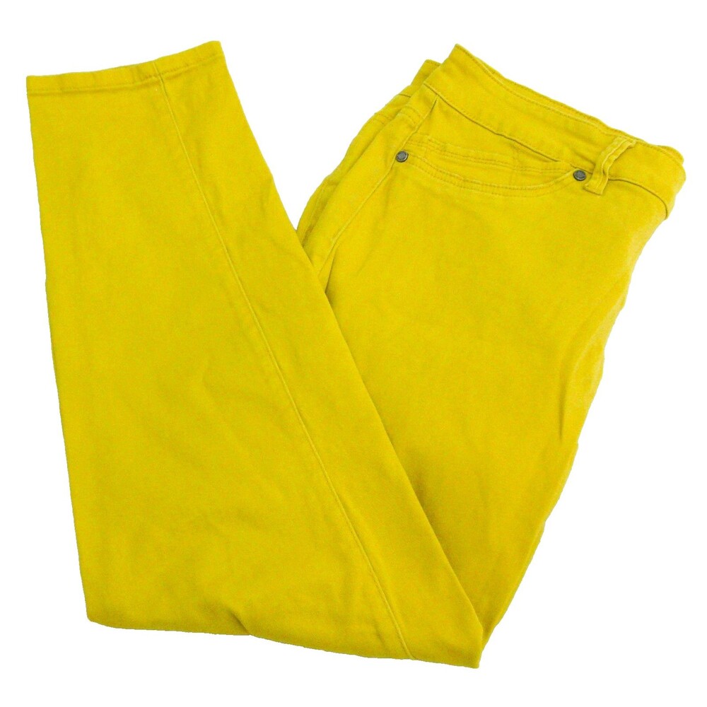 1822 Demin Jeans Women's Size 12 34x28 Yellow Cotton Denim Pants Straight Fit